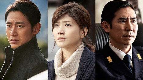 左から小泉孝太郎演じる日下悟、内田有紀演じる尾畑理恵、高嶋政伸演じる榛康秀。