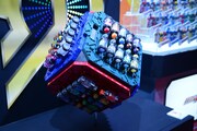 バンダイブース「仮面ライダービルド」コーナーの様子。