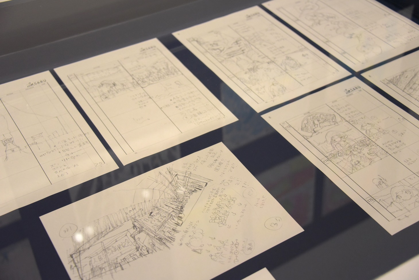「夜明け告げるルーのうた」展示の様子。