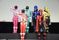 「快盗戦隊ルパンレンジャーVS警察戦隊パトレンジャー en film」製作発表会見の様子。