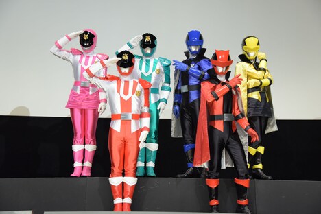 「快盗戦隊ルパンレンジャーVS警察戦隊パトレンジャー en film」製作発表会見の様子。