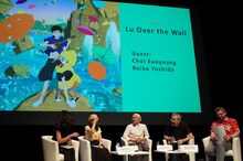 湯浅政明が参加したアヌシー国際アニメーション映画祭2018マスタークラスの様子。