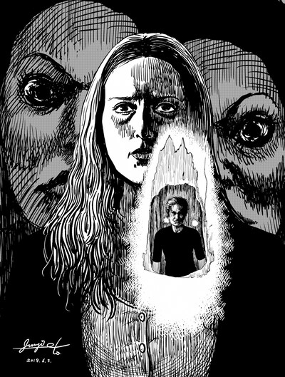 「インサイド」伊藤潤二による描き下ろしイラスト。