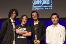 「チーム万力 presents ショートフィルムの未来地図」の様子。左から斎藤工、永野、金子ノブアキ、清水康彦。