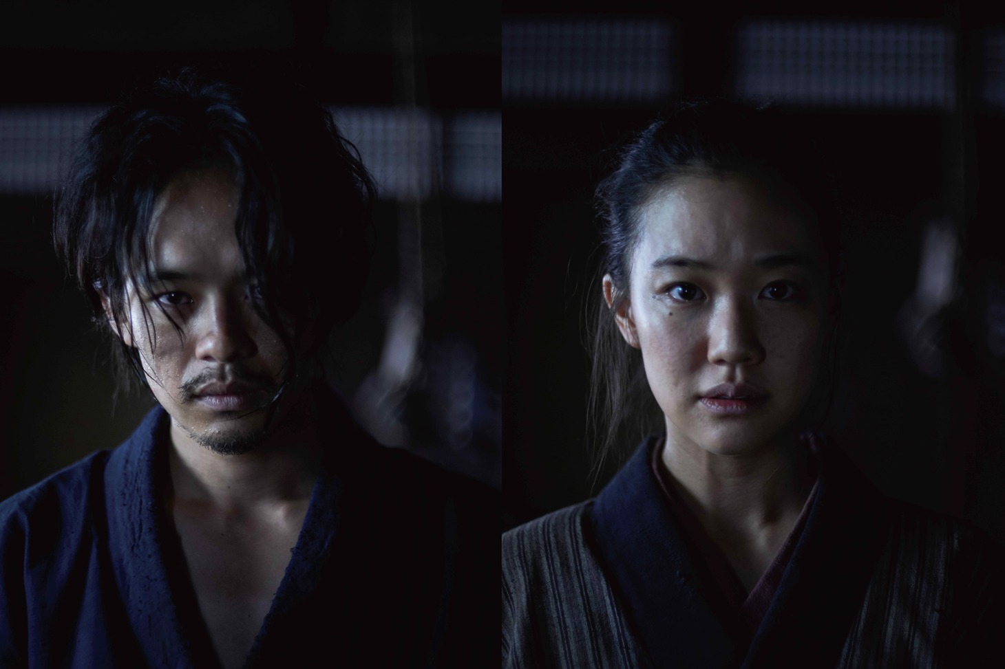 「斬、（ざん、）」より、池松壮亮演じる浪人（左）と、蒼井優扮する農家の娘（右）。