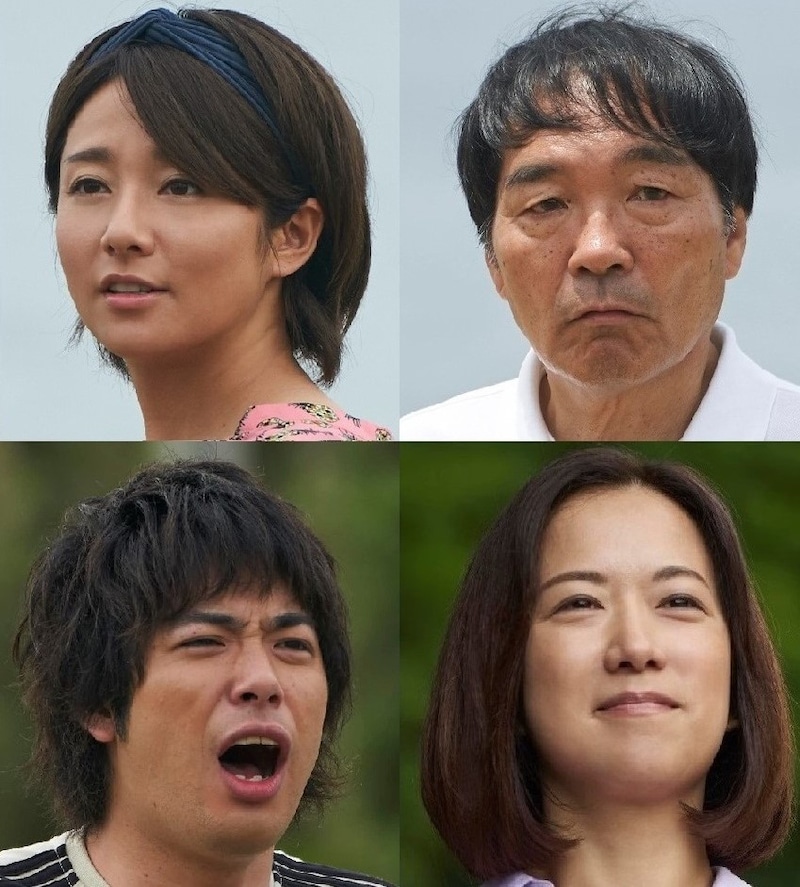 「体操しようよ」追加キャスト。左上から時計回りに木村文乃、きたろう、和久井映見、渡辺大知。