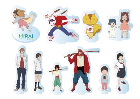 細田守監督作品全10種のシークレットアクリルスタンド（各500円）。