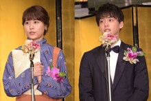 左から有村架純、竹内涼真。