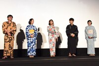 「未来のミライ」初日舞台挨拶の様子。