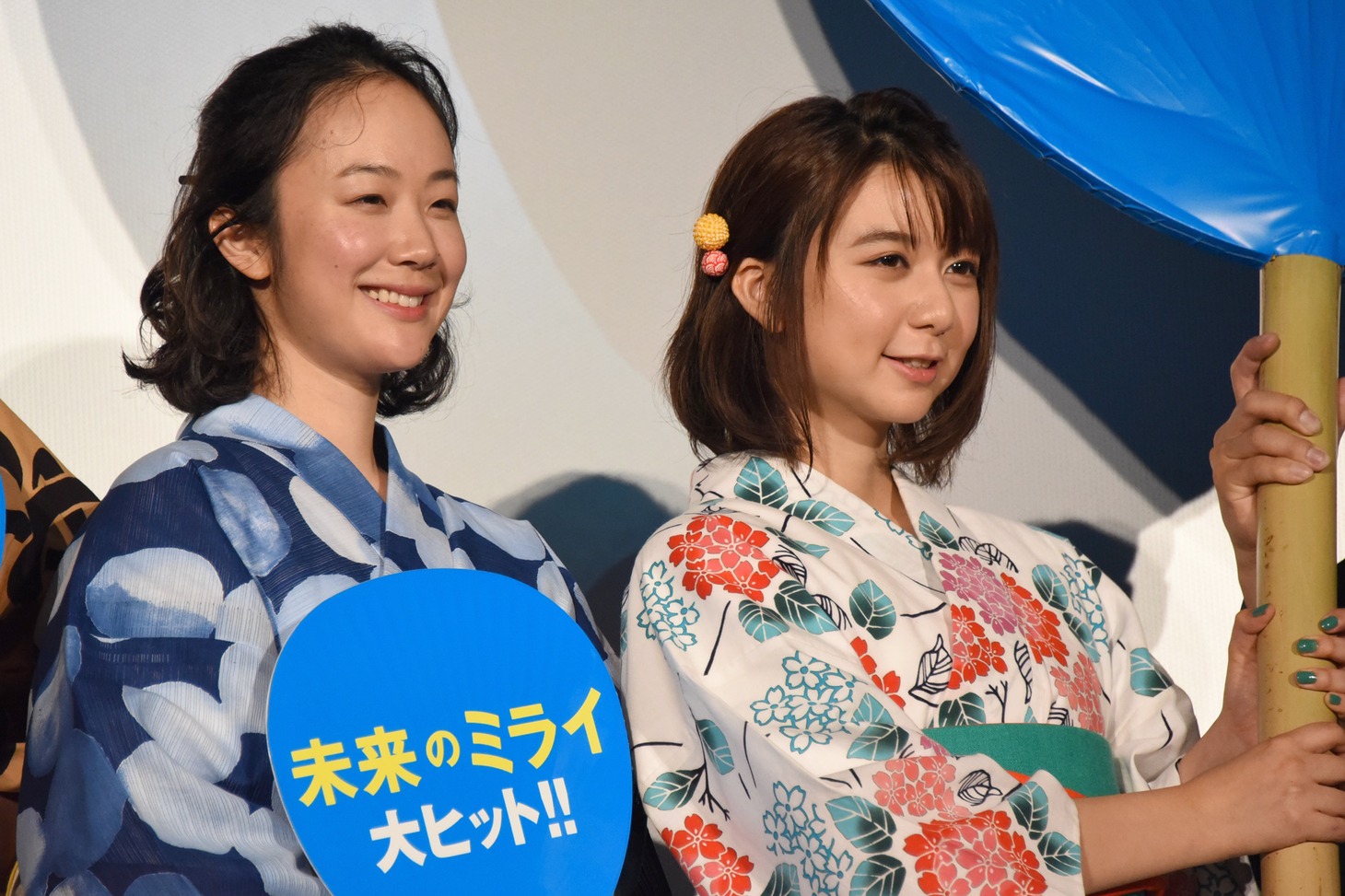 映画「未来のミライ」初日舞台挨拶の様子。