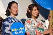 映画「未来のミライ」初日舞台挨拶の様子。