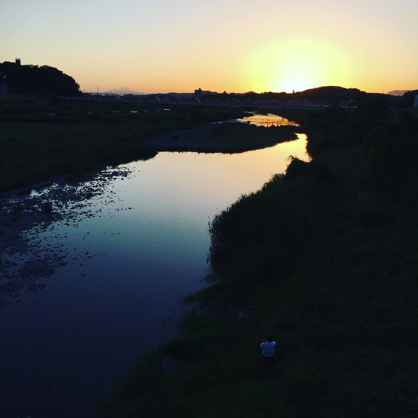 中橋からの渡良瀬川夕景。