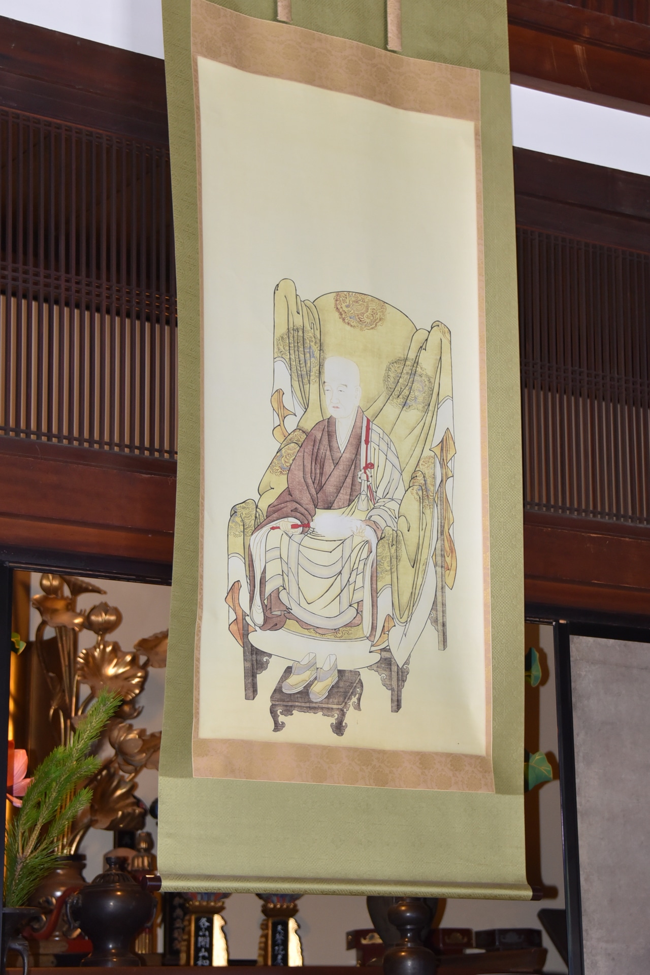 栄西禅師が描かれた掛け軸。