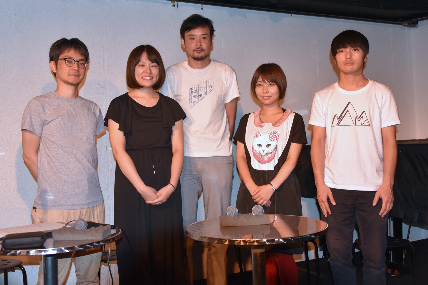 「音楽」キックオフイベントにて、左から青木純、久野遥子、岩井澤健治、姫乃たま、大橋裕之。