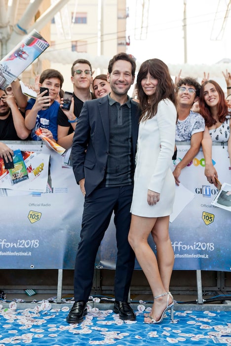 イタリア・ローマで現地時間7月20日に行われたイタリア・ジッフォーニ映画祭に参加したポール・ラッド（左）とエヴァンジェリン・リリー（右）。