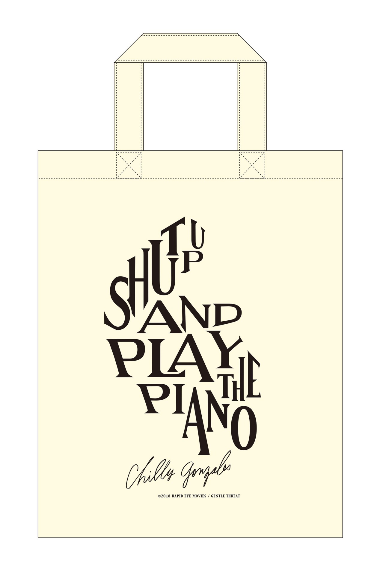 「黙ってピアノを弾いてくれ」前売り特典のエコバッグビジュアル。