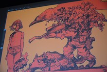 「ダウンレンジ」プレミア試写会にて、寺田克也が描いたイラスト。