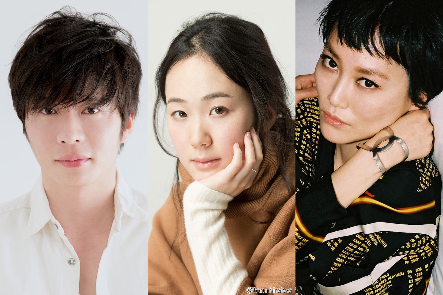 左から田中圭、黒木華、菊地凛子。
