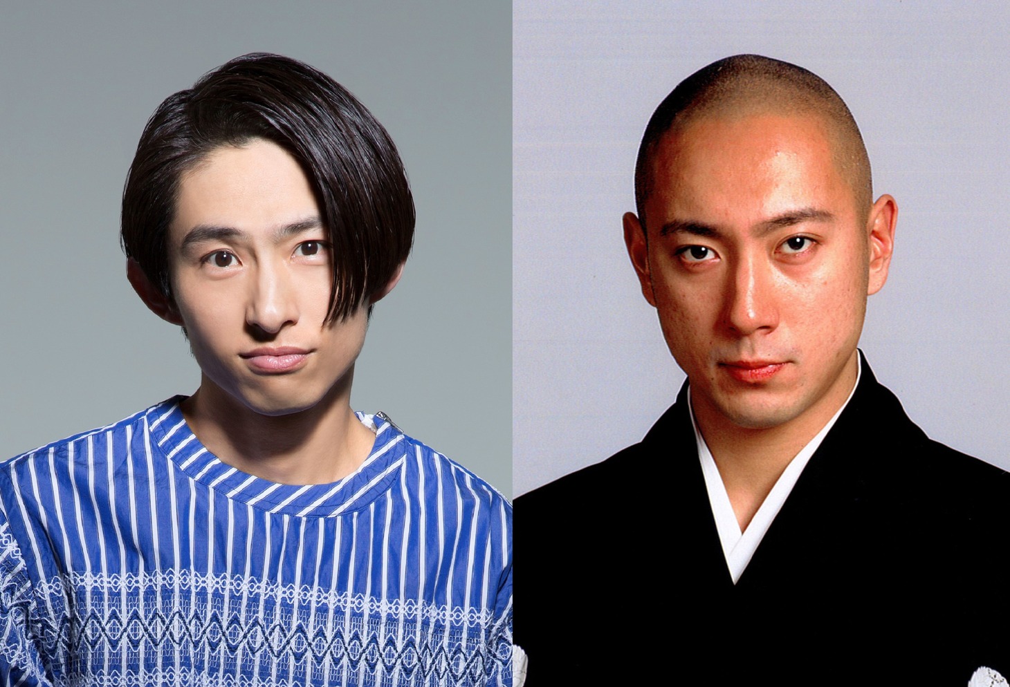 左から三宅健、市川海老蔵。