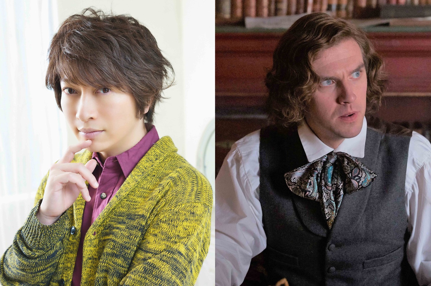 左から小野大輔、チャールズ・ディケンズ役のダン・スティーヴンス。