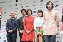 第31回東京国際映画祭ラインナップ発表会見の様子。左から湯浅政明、阪本順治、松岡茉優、岸井ゆきの、今泉力哉。