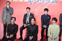 「キングダム」製作報告会見の様子。