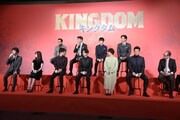 「キングダム」製作報告会見の様子。
