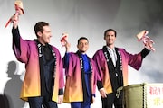 「ボヘミアン・ラプソディ」ジャパンプレミアの様子。左からジョゼフ・マッゼロ、ラミ・マレック、グウィリム・リー。