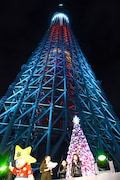 クリスマスカラーに点灯した東京スカイツリー。