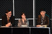 「緊急検証！THE MOVIE ネッシーvsノストラダムスvsユリ・ゲラー」収録現場にて、左から吉田悠軌、辛酸なめ子、大槻ケンヂ。