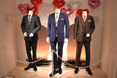 左から牧凌太のスーツ、春田創一のスーツ、黒澤武蔵のスーツ。