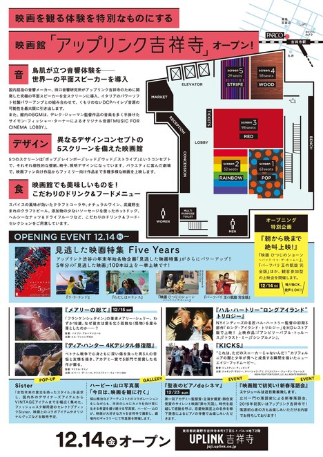 UPLINK吉祥寺PARCOのチラシ裏面。