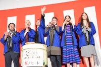 「ファンタスティック・ビーストと黒い魔法使いの誕生」初日舞台挨拶の様子。