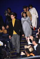 「家族のはなし」初日舞台挨拶の様子。