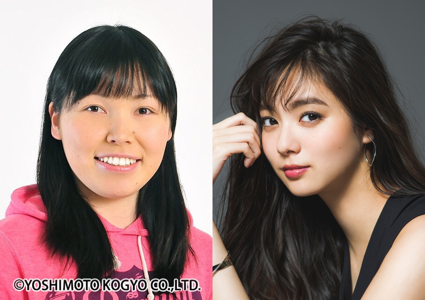 「年の瀬ドラマ」第1夜「ブスだってI LOVE YOU」キャストの尼神インター誠子（左）、新川優愛（右）。