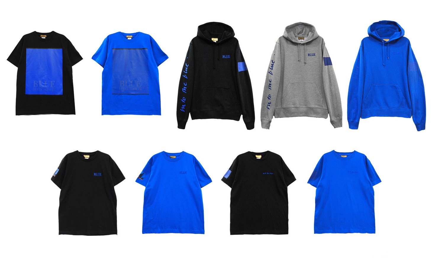 「BLUE」と「Sister」のコラボレーショングッズ一覧。