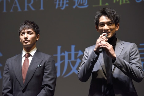 「連続ドラマW 盗まれた顔 ~ミアタリ捜査班~」完成披露試写会の様子。