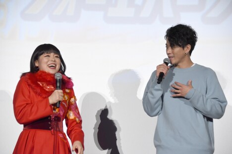 「映画 妖怪ウォッチ FOREVER FRIENDS」公開記念舞台挨拶の様子。