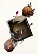 Q-TAによるコラージュイラストを使用した特製ポストカード。