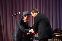 ひだりから上田慎一郎、北野武。