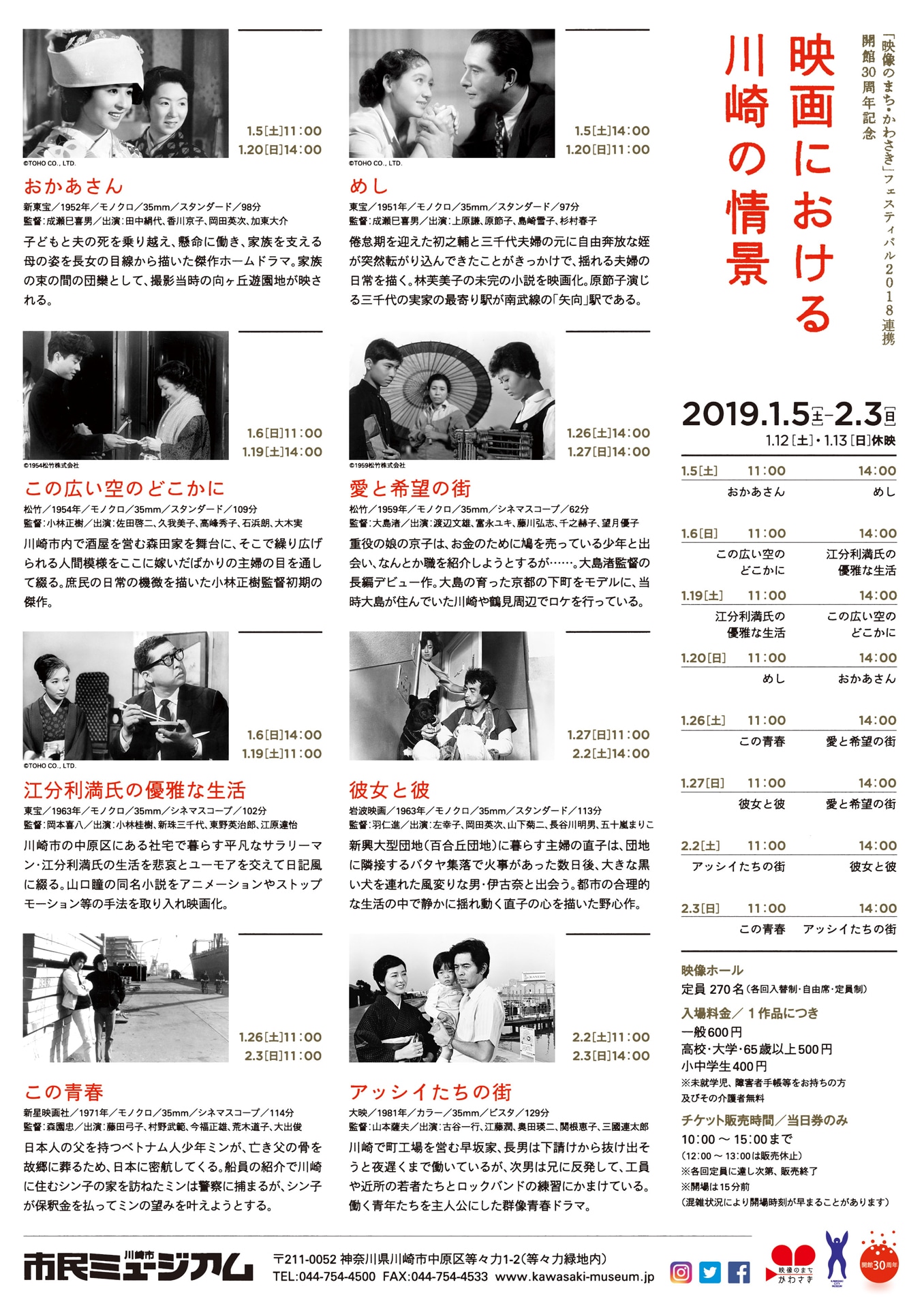 特集上映「映画における川崎の情景」チラシビジュアル裏