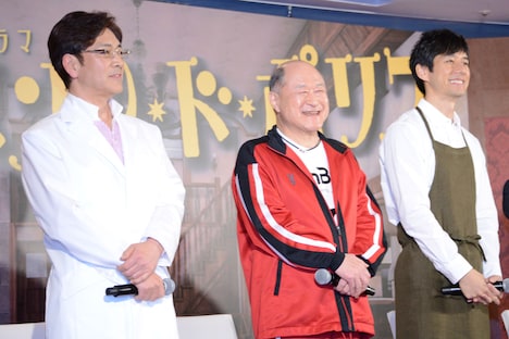 左から野口五郎、角野卓造、西島秀俊。