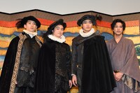 「MAGI-天正遣欧少年使節-」記者会見の様子。左から緒形敦、森永悠希、野村周平、佐野岳。