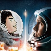「ファースト・マン」と「宇宙兄弟」のコラボビジュアル。