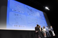 登壇者たちが撮影中の思い出を描いたイラスト。