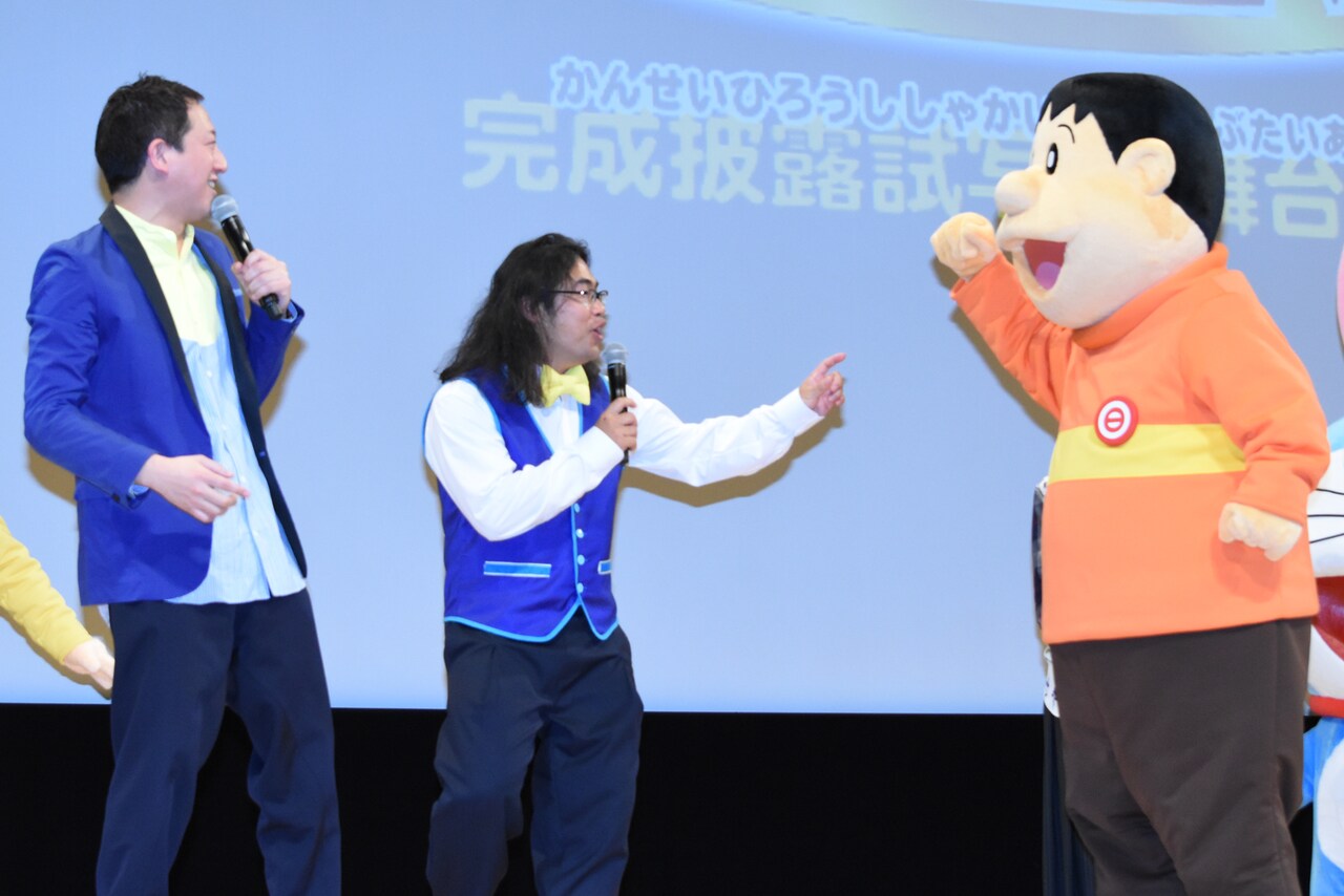 「映画ドラえもん のび太の月面探査記」完成披露舞台挨拶の様子。
