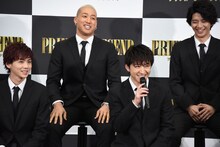 左から吉野北人、関口メンディー、佐野玲於、飯島寛騎。