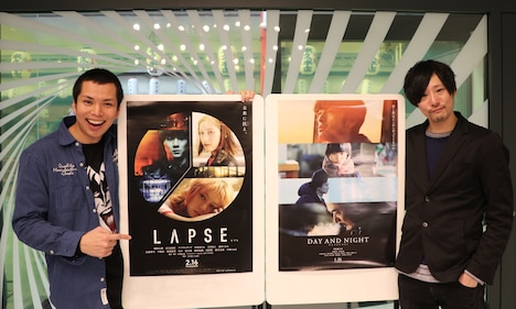 「活弁シネマ倶楽部」第12回より、MCの石井隼人（左）と藤井道人（右）。