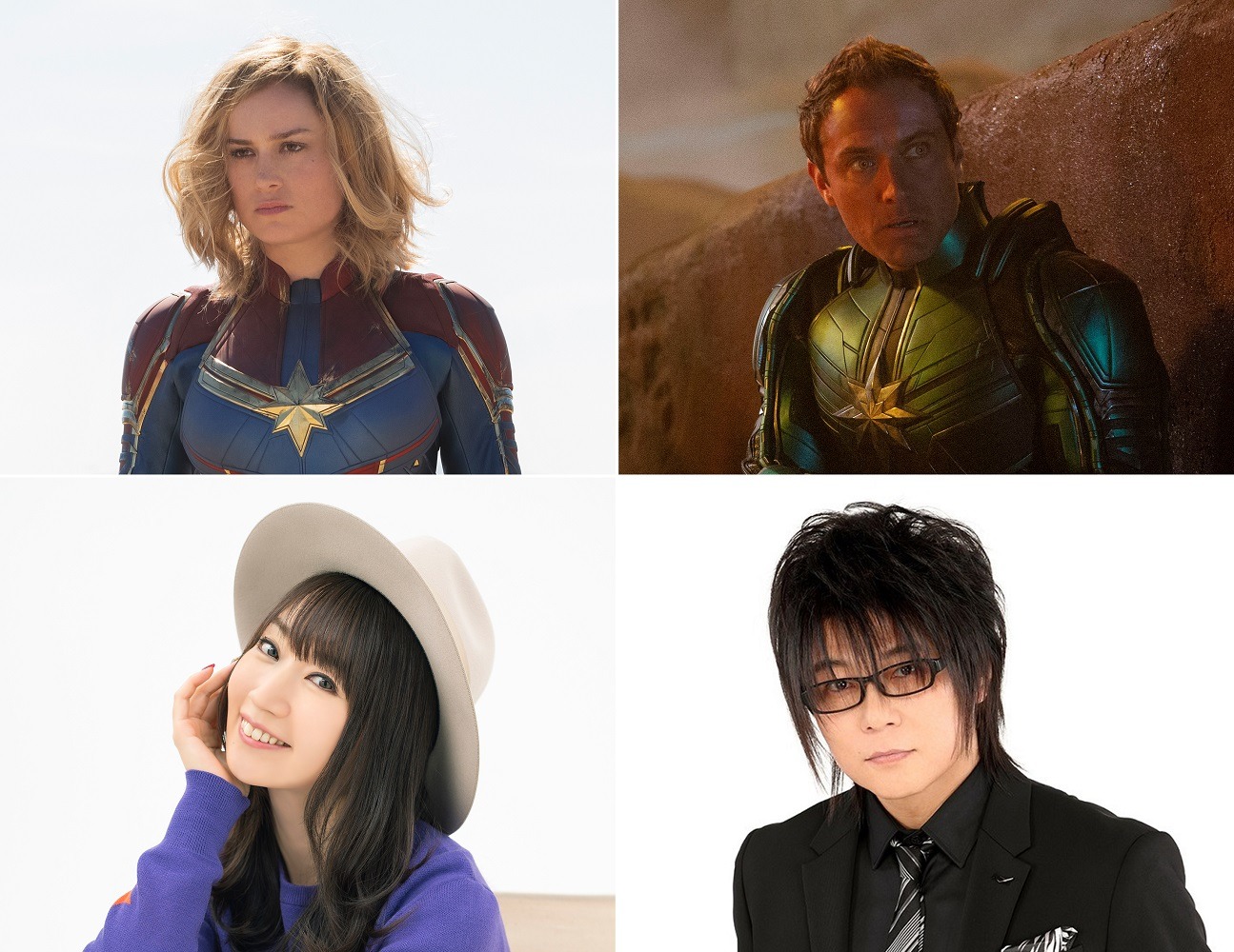 「キャプテン・マーベル」日本語吹替版キャスト。左からキャプテン・マーベル役の水樹奈々、ウォルター・ローソン役の森川智之。