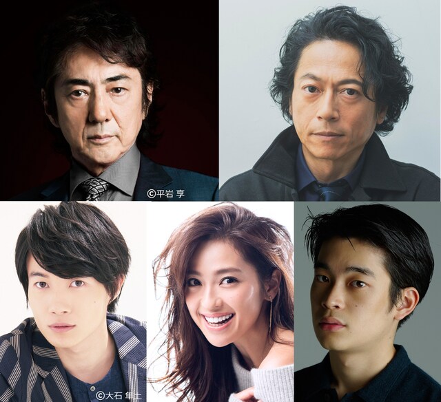 「集団左遷!!」の新キャスト。上段左から市村正親、三上博史。下段左から神木隆之介、中村アン、井之脇海。